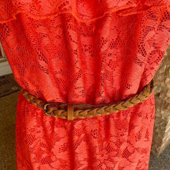 π΅ Trixxi Lace High Low Strapless Summer Dress Coral/Pink/Orange Size L Junior - Picture 8 of 10